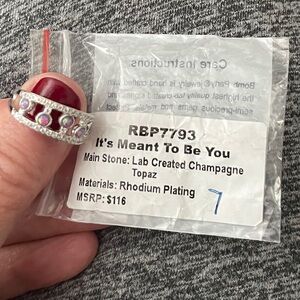 Silver Ring with Pink and White Stones